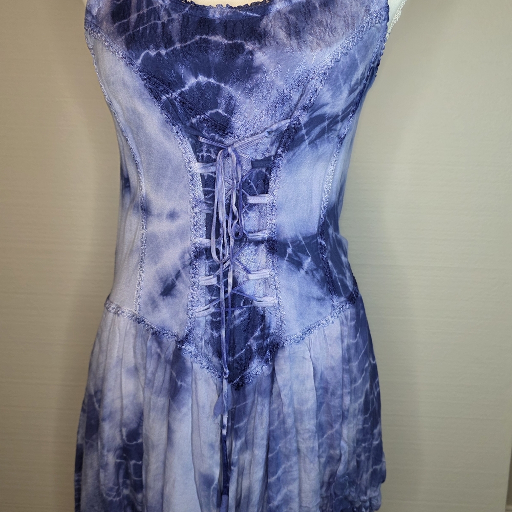 EUC- NEVER WORN! Blue Tie-Dye Spaghetti Strap Dress By Wevez - Picture 9 of 9